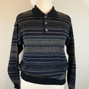 Peruvian Connection alpaca long sleeve polo sweater sz M